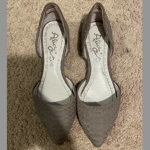 Alice and Olivia Grey Leather Fake Snake-skin Pointed-toe Flats - 38.5
